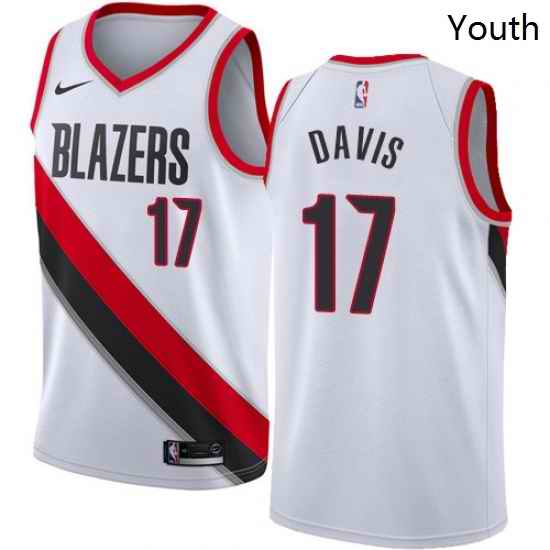 Youth Nike Portland Trail Blazers 17 Ed Davis Authentic White Home NBA Jersey Association Edition